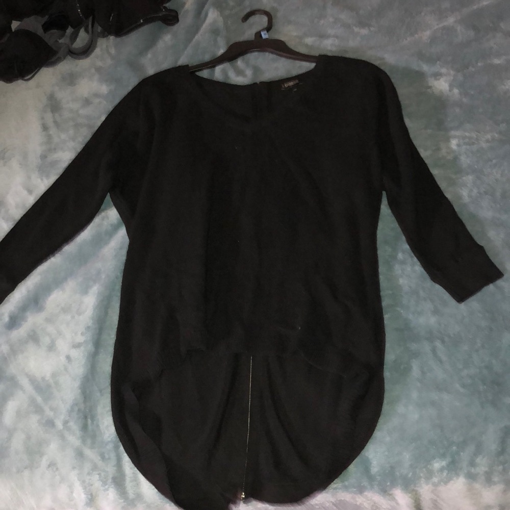 Black long sleeve zipper back top